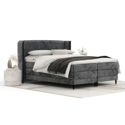 Maison de Reve Boxspringbett CARIZZO in Anthrazit, Liegefläche 140x200 cm – Bonellfederkern